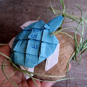 Karte-Schildkröte - Graptemys Origamys Briefbeschwerer Ornament Origami-Kunst von Papier jünger und Tanja Sova