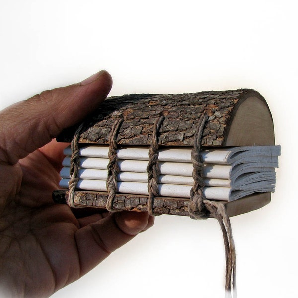 Mini Rustic Natural Bark Bradford Pear Wood Address Book or Wedding Guestbook or Journal by Tanja Sova