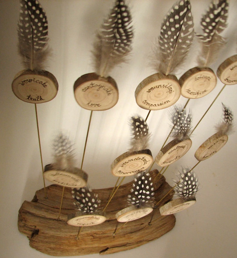 12 Oglala Lakota Virtues Original Driftwood Twig Brass Feather Etsy