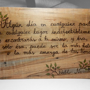 Pablo Neruda Spanish English Someday - Back To Nature - Spalted Maple Display Pencil or Feather Holder by Tanja Sova