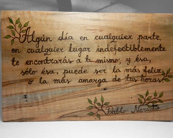 Pablo Neruda Spanish English Someday - Back To Nature - Spalted Maple Display Pencil or Feather Holder by Tanja Sova