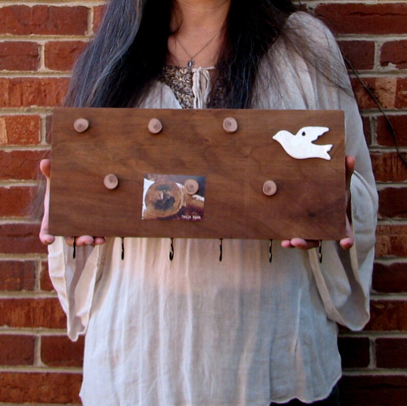Peace Dove Organic Natural Message Board Key Holder Rack With Etsy