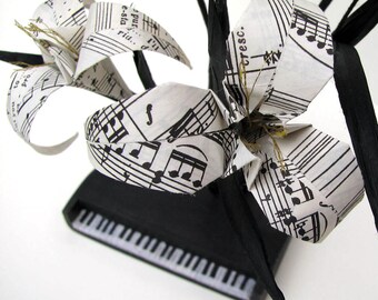 Beethoven's Piano Ikebana Origami Sculpture by Paper Disciple and Tanja Sova