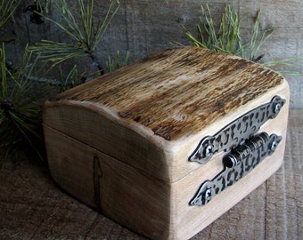 Steel and Maple Rugged Rustic Natural Wooden Trinket Ring Box by Tanja Sova