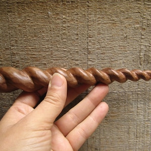 Spiral carved Walnut wooden hair stick, Unicorn style by Tanja Sova