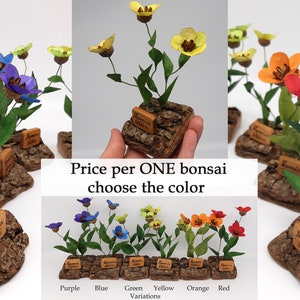 Multiple Varieties of Niponica biblisi Original Art Paper Sculpture - Miniature Rustic Bonsai Acorn Washi Oak Bark base by Tanja Sova
