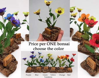 Multiple Varieties of Niponica biblisi Original Art Paper Sculpture - Miniature Rustic Bonsai Acorn Washi Oak Bark base by Tanja Sova