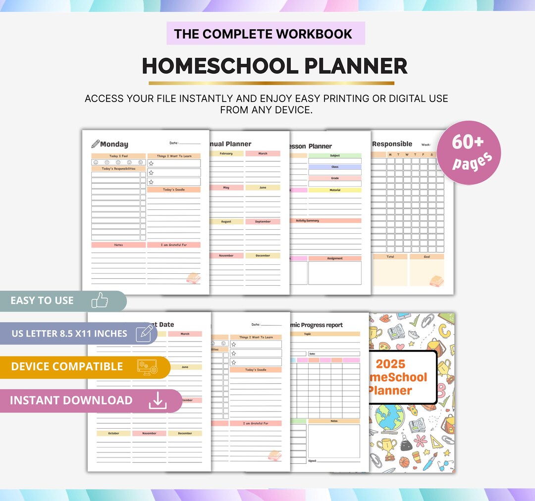 Homeschool Planner, Printable Lesson Planner, Daily and Weekly Schedule ...