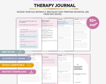 Therapy Journal, Mental Health Reflection Journal, Guided Emotional Healing Workbook, Mindfulness and Self Discovery Journal