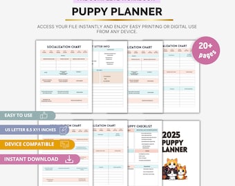 Puppy Planner, Pet Care Journal, Puppy Training Tracker, Dog Routine Organizer, Printable Pet Planner