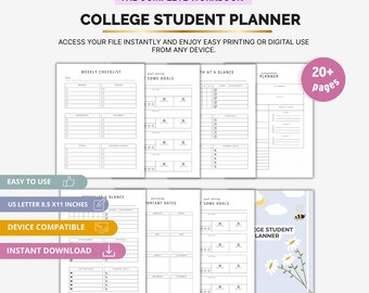 College Student Planner, Academic Schedule Organizer, Study Planner Printable, Semester Goal Tracker, Productivity Planner