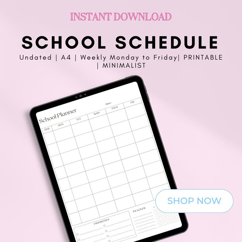 Printable Tue School Schedule Printable Template, Minimalist Weekly Schedule, Weekly ...