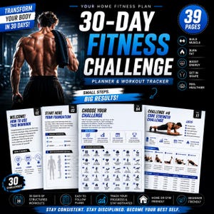 30 days workout sheet planner,Workout Planner,Workout Tracker,Home Workout Plan, Fitness Planner,Workout