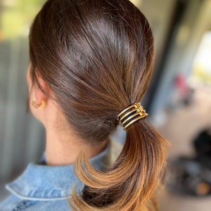 Elastic Hair Clip, Glossy Double Arch Elastic Ponytail Holder, Hair Accessories, Silver Ponytail Holder, Gold Ponytail Holder