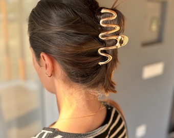 Gold/Silver Metal Hair Clips for strong Hair, Metal Large Wavy Hair Claw Clips, Gift For Her, Christmas Gift Wrap, Hair Accessories,
