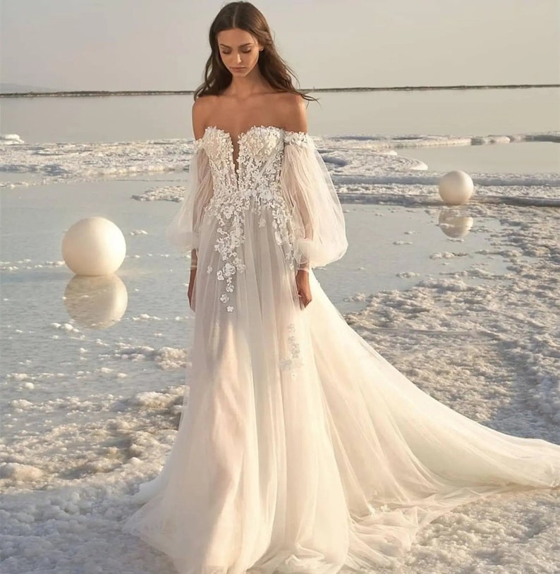 The Miranda Boho Puff Sleeve Wedding Dress - Etsy