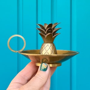 FREE SHIPPING-Vintage Amazing Brass Pineapple Chamber Candle Holder-Spiritual Altar Decor-Green Witch Decor-Wicca-Tropical-Tiki Bar Decor