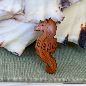 FREE SHIPPING-Vintage Adorable Tiny Carved Wood Seahorse Brooch/Pin-2 Available, Sold Separately-Friendship Gift-Tropical-Beachy-Sea Life