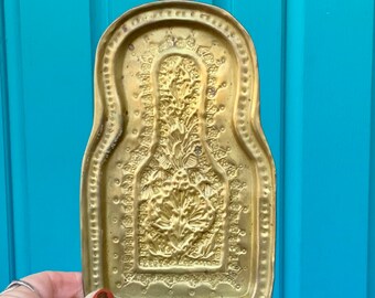 Wiccan Alter Offering Dish Pagan Decor Indian Embossed Dish Witchcraft Vintage Round Brass Dish Wiccan Decorative Boho Pin Dish