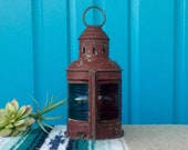 SALE-FREE SHIPPING-Vintage quot Hard to Find quot Nautical Kerosene Port Starboard Signal Lantern-Blue and Red Lens-Ship Boat Oil Lamp-Maritime