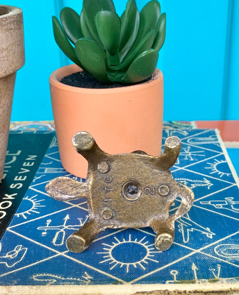 FREE SHIPPING-Vintage Fun Brass Turtle Incense Burner-Turtle Incense Holder-Brass Turtle Censer-Hippie-Bohemian-Meditation-Mid Century