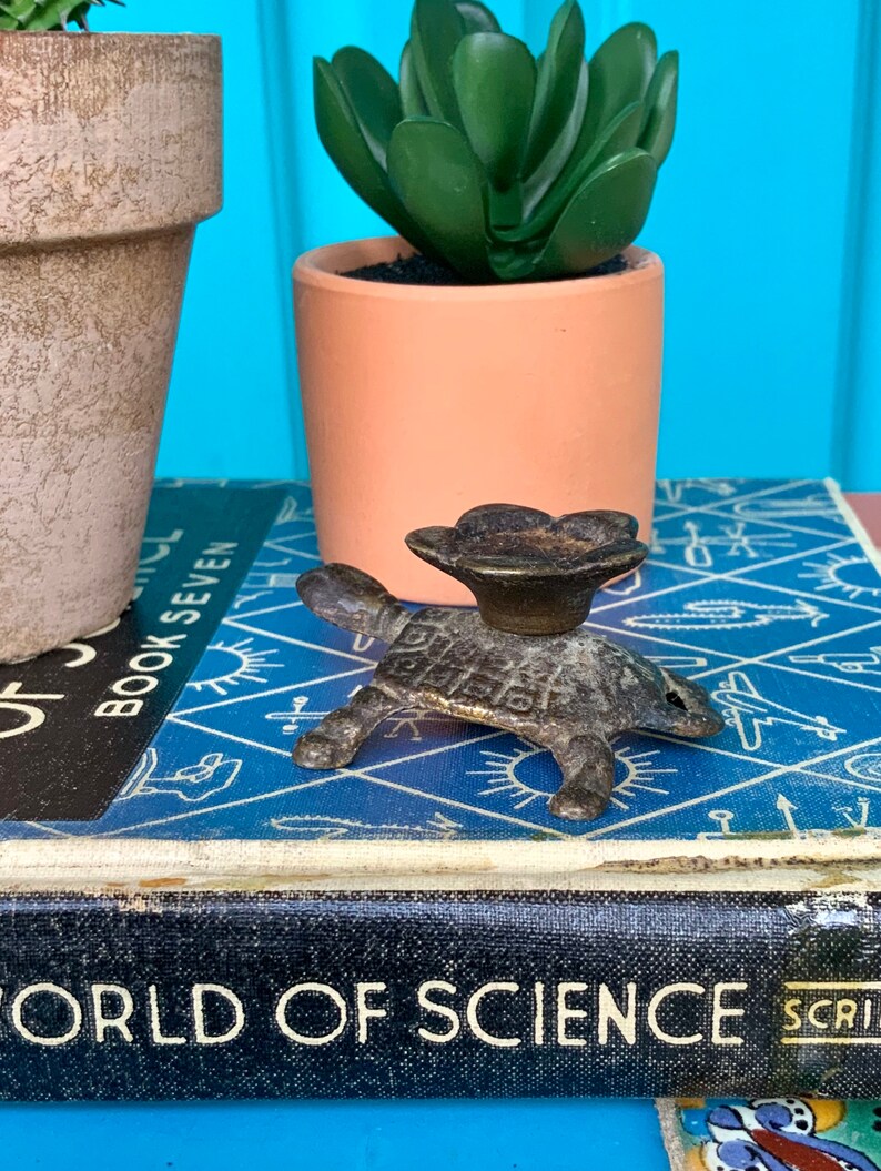 FREE SHIPPING-Vintage Fun Brass Turtle Incense Burner-Turtle Incense Holder-Brass Turtle Censer-Hippie-Bohemian-Meditation-Mid Century
