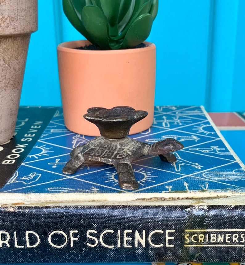 FREE SHIPPING-Vintage Fun Brass Turtle Incense Burner-Turtle Incense Holder-Brass Turtle Censer-Hippie-Bohemian-Meditation-Mid Century