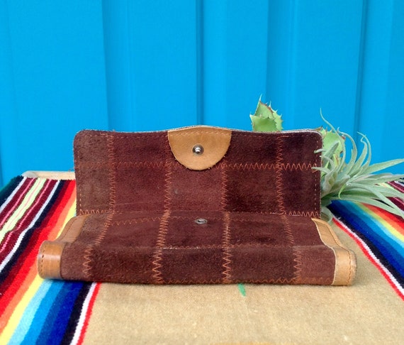 SALE-FREE SHIPPING-Vintage Brown Suede Zig Zag Pa… - image 10