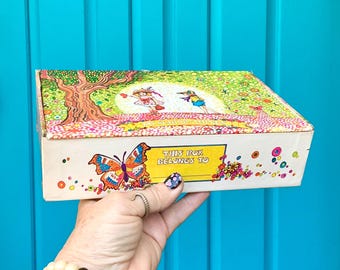 Vintage 1980s Cardboard Pencil Box 
