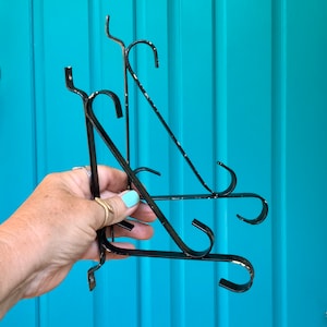 FREE SHIPPING-Vintage Salvage *Pair* Black Wrought Iron Wall Bracket Plant Hangers-Wind Chime/Lantern Wall Bracket Hooks-Tiny Home Decor