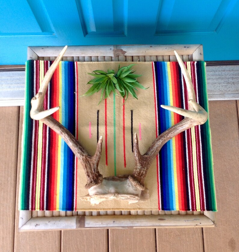 SALE-FREE SHIPPING-Vintage Real Deer Antler Rack-8 Point Whitetail Deer Antler Rack wSkull Bone-Farmhouse-Rustic Holiday Decor-Art Project