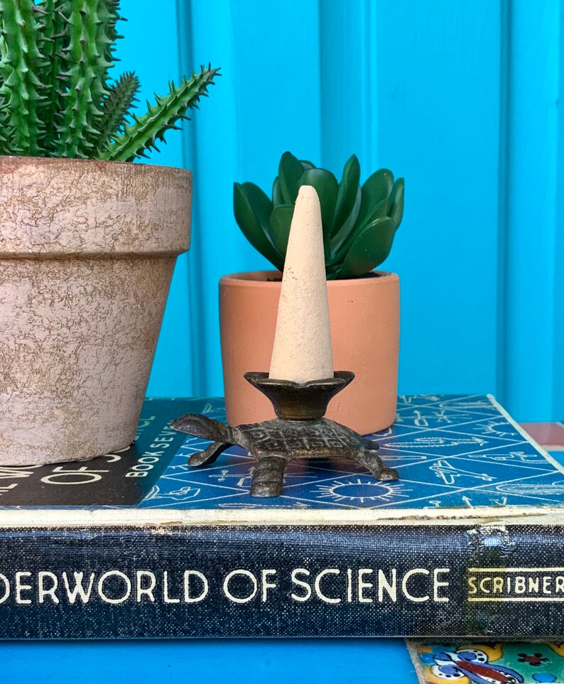 FREE SHIPPING-Vintage Fun Brass Turtle Incense Burner-Turtle Incense Holder-Brass Turtle Censer-Hippie-Bohemian-Meditation-Mid Century