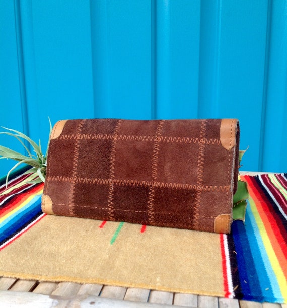 SALE-FREE SHIPPING-Vintage Brown Suede Zig Zag Pa… - image 2