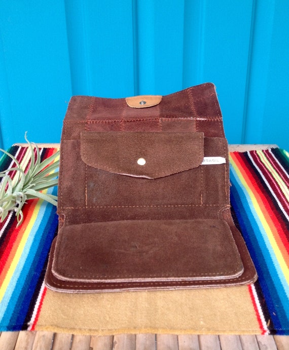 SALE-FREE SHIPPING-Vintage Brown Suede Zig Zag Pa… - image 4