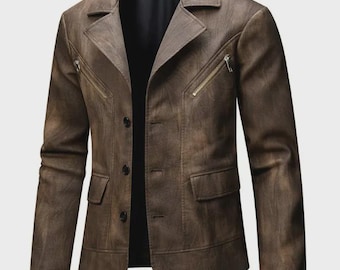 Veste en cuir de mouton vintage pour homme, cadeau pour lui