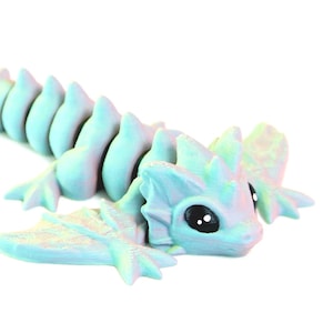 3D Printed Articulated Dragon | Baby Wyvern Fidget Spinner Stress Relief Toy | Multicolor Rainbow Party Favor | Unique Gift Idea