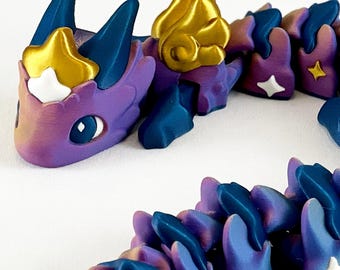 3D Printed Articulated Dragon: Atria Star Fidget Toy, Eco Decor