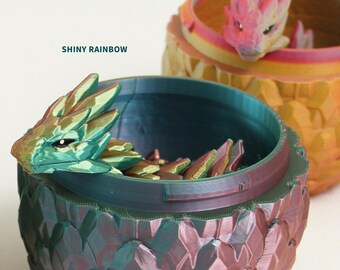 3D Printed Articulated Dragon and Egg: Rainbow Fidget Toy