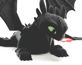 3D Printed Articulated Dragon | Night Fury | Light Fury | Toothless | Night Light Inspired Fan Art Stress Relief Toy | HTTYD Gift Idea