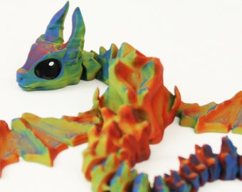 3D Printed Articulated Dragon: Multicolor Skull Dragon Toy
