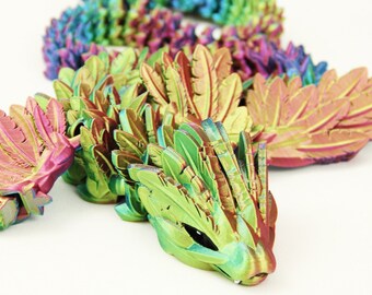 3D Printed Articulated Winged Dragon: Rainbow Fidget Toy