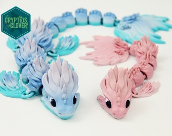 3D Printed Articulated Sea Serpent Dragon: Fidget Toy, Eco-Friendly Gift