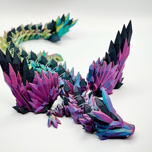 3D Printed Articulated Crystal Wing Dragon: Rainbow Fidget Toy