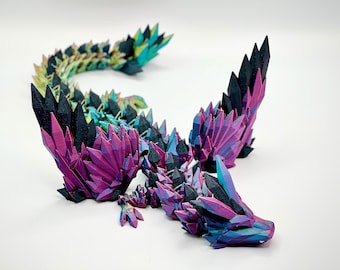 3D Printed Articulated Crystal Wing Dragon: Rainbow Fidget Toy
