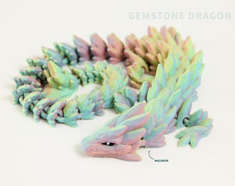 3D Printed Articulated Gemstone Dragon: Rainbow Fidget Decor