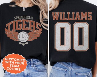 Custom Volleyball Shirt, Volleyball Team TShirt, School Volleyball Season T Shirt, Game Day Tee with Name and Number, Senior Mom T-Shirt