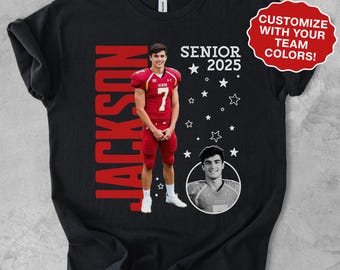 Custom Football Player Shirt, Senior Football Mom TShirt, Personalized Photo T Shirt, Custom Player T-Shirt With Name, Football Game Day Tee