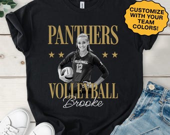Custom Volleyball Shirt with Name, Personalized Player Photo Tshirt, Volleyball Season Game Day Tee, Volleyball Mom T Shirt Senior Team Gift