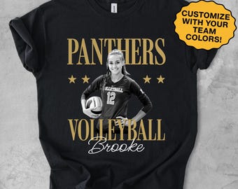 Custom Volleyball Shirt with Name, Personalized Player Photo Tshirt, Volleyball Season Game Day Tee, Volleyball Mom T Shirt Senior Team Gift