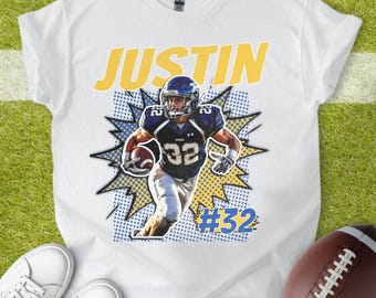 Custom Football Player Shirt, Personalized Photo Shirt, Game Day Football Name and Number TShirt, Senior Football Mom Gift, Graduation Shirt